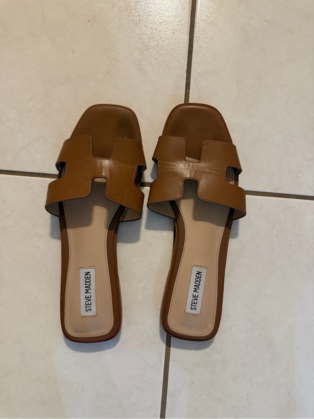 Steve Madden Brown Open-Toe Slide Sandals